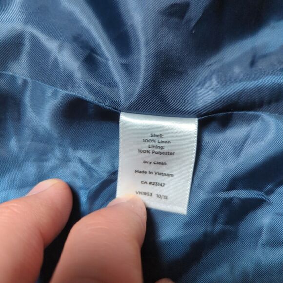 Talbots Open Front Blazer Style Jacket 100% Linen Blue Womens Size 2 Casual - Picture 4 of 8